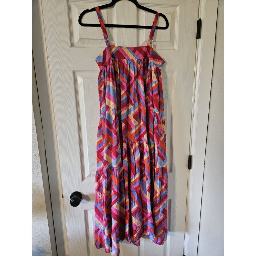 ABEL THE LABEL Women's Colorful Geo Tiered Strappy Tent Sun Dress Sz XS NWT - Picture 3 of 4